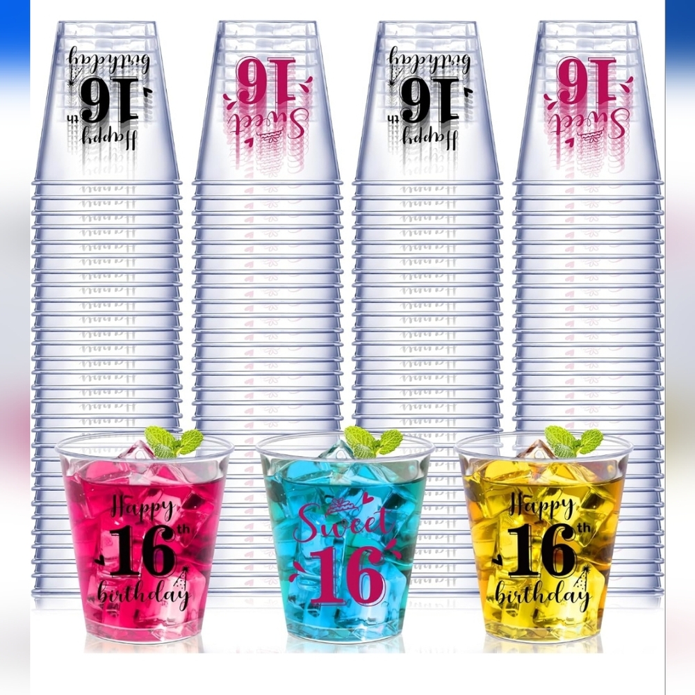 100Pcs  Sweet 16 Shot Glasses